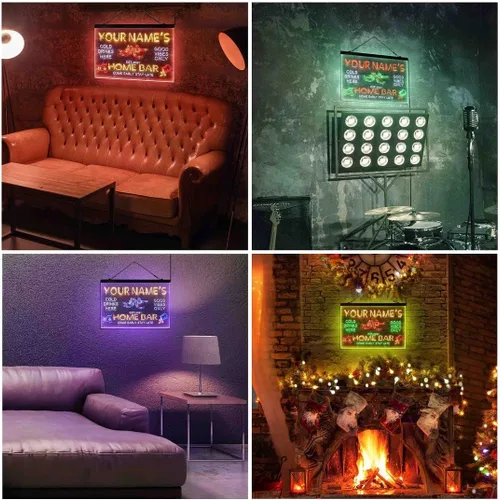 Miniatura 6 de Letrero de luz de neón LED tricolor para fiesta de cerveza, bar, personalizable, nombre, fecha, texto y cita, fuente verde y rojo y amarillo, 13 x