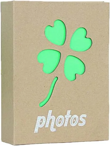 Álbum de fotos con capacidad para 100 bolsillos, 4 x 6 pulgadas, álbum de fotos para niños, álbum de fotos de papel kraft para niños (trébol)