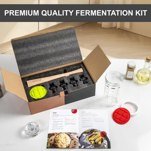 Miniatura 4 de BALCI Kit completo de fermentación de tarros Mason – Juego de iniciación de 9 piezas con tapas de fermentación, pesas de vidrio, manipulación