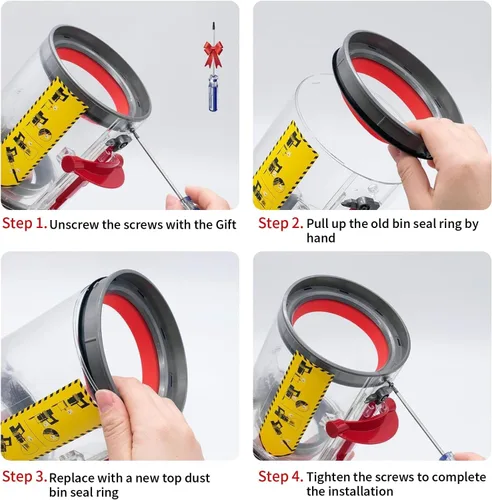 Miniatura 7 de Anillo de sellado fijo superior compatible con Dyson V11 V15 SV14 SV15 SV15 SV22, piezas de repuesto para aspiradora con destornillador T8