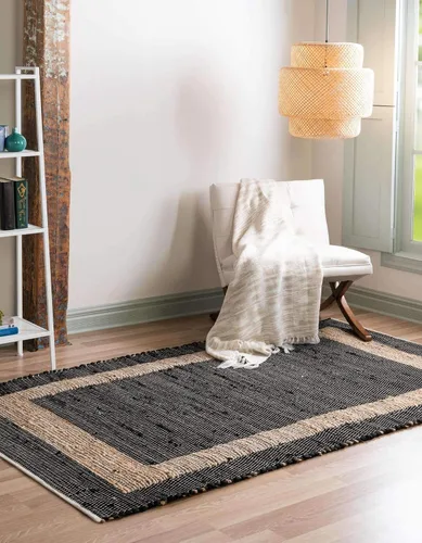 Miniatura 3 de Unique Loom Chindi Jute Collection - Alfombra rectangular (9 x 12 pies 2 pulgadas, color negro/azul marino)