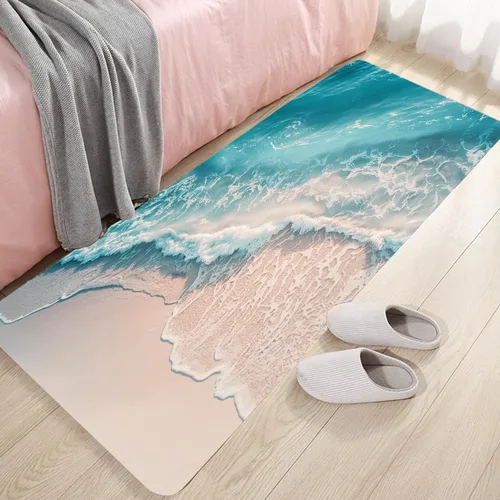 Miniatura 38 de Alfombra antideslizante de espuma de esponja de pelo bajo para puerta de baño, alfombras separadas a prueba de deslizamiento, alfombra de ilusión