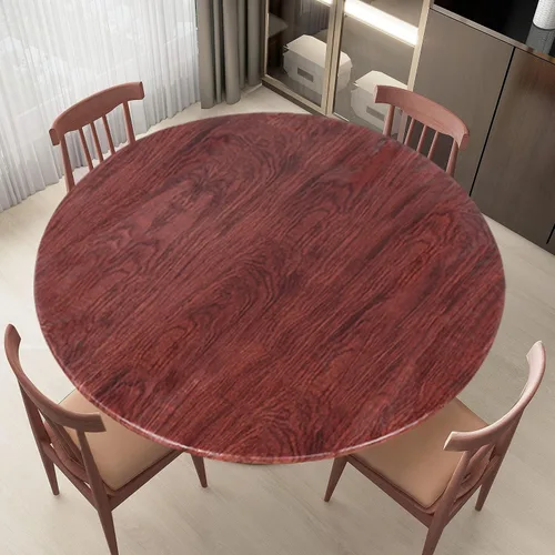 Miniatura 22 de LUSHVIDA - Mantel para mesa redonda impermeable y con borde elástico, de vinilo, ajustable a la mesa, mantel de plástico con borde elástico