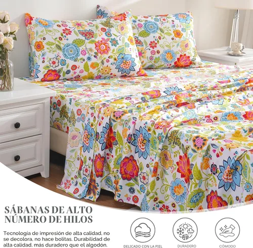 Miniatura 3 de Bedlifes - Juego de sábanas King ultrasuave, transpirable, con bolsillo profundo de flores sedosas, 100% microfibra, 4 piezas, tamaño King con Flor