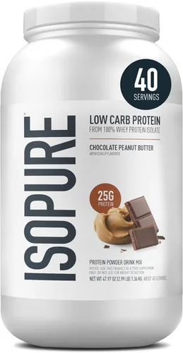 Miniatura 25 de Isopure Zero Carb 100% Proteína Pura de Suero Aislado en Polvo, Sin Lactosa, Sin Gluten, Con Vitaminas, Vainilla Cremosa, 25g de Proteína por