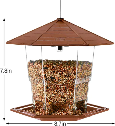 Miniatura 5 de Jealoeur Comederos para pájaros para exteriores Comedero para pájaros colgante para pájaros salvajes con semillas, marrón