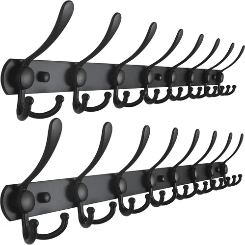 Miniatura 58 de Dseap - Perchero para pared, 5 ganchos triples, resistente, acero inoxidable, riel de gancho de metal para abrigos, sombreros, toallas, bolsos