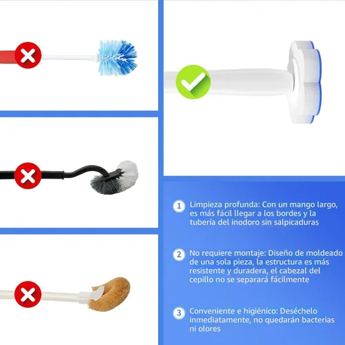 Miniatura 5 de Topo Bear Cepillo desechable para inodoro con 40 recambios de varita de inodoro, varitas limpiadoras de inodoro, kit de inicio de sistema