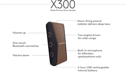 Miniatura 5 de Logitech Altavoz estéreo inalámbrico móvil X300, negro cobre