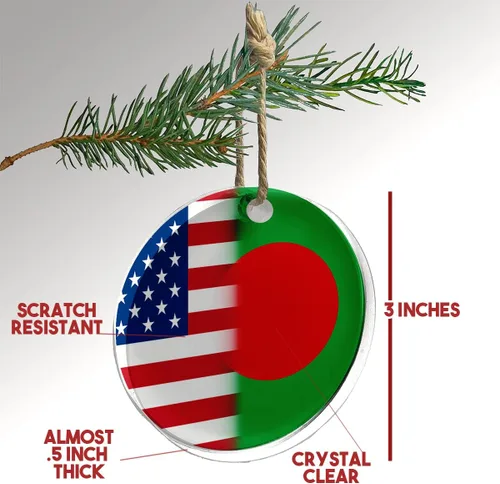 Miniatura 2 de Adorno de Navidad y vacaciones cristalino. Colgante de coche. Decoración. Bandera de Bangladesh (Bangladeshi) - Bandera de Bangladesh con Estados