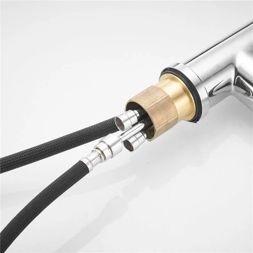 Miniatura 4 de Grifo desplegable para fregadero de baño de cocina de 1/2 pulgada IPS negro trenzado manguera de cabeza extraíble de 59 pulgadas o 59.1 in