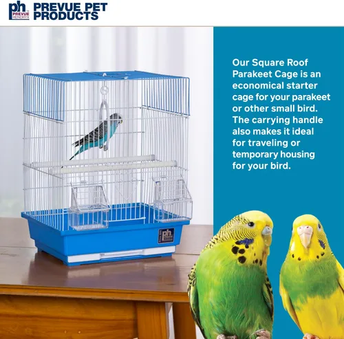 Miniatura 7 de Prevue Pet Products - Jaula cuadrada para pájaros con asa para periquitos - Transportador para el hogar o viajes, accesorios para pájaros pequeños