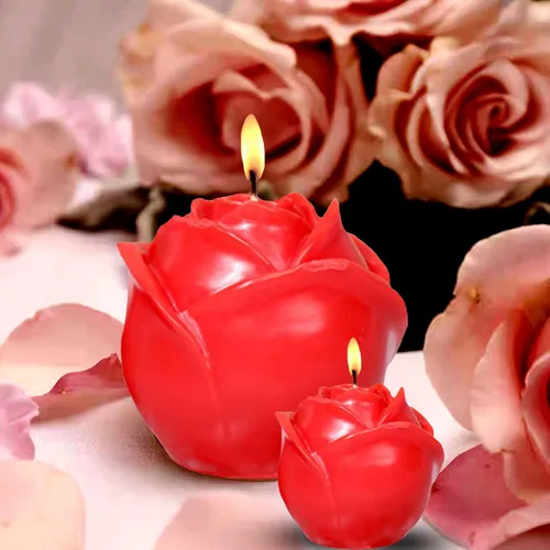 Miniatura 3 de Paquete de 2 moldes de velas de rosas, juego de moldes de silicona de flores 3D grandes y pequeñas para hacer velas, resina epoxi fundida a mano, 2