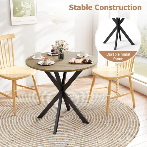 Miniatura 6 de Zevemomo Mesa de comedor redonda, mesa de comedor pequeña de 31.5 pulgadas para 2-4, mesa de cocina redonda con patas negras de metal, mesa