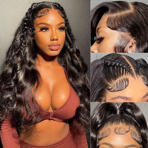 Miniatura 8 de 20 Pulgadas Pelucas de encaje frontal de cabello humano prearrancadas con cabello de bebé 200 de densidad Real cabello humano liso 13x4 HD Pelucas