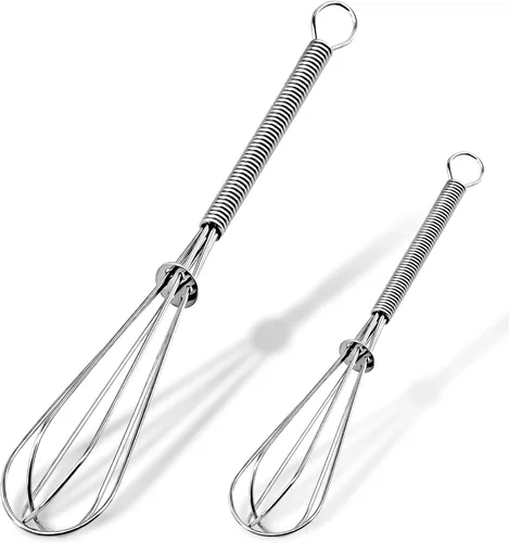 Anaeat Mini batidores de alambre, juego de 2 batidores portátiles de acero inoxidable para cocina y batidor de huevos con alambre grueso, globo 2