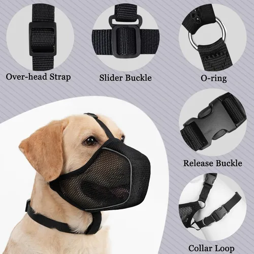 Miniatura 2 de Mayerzon Bozal para perro, bozales suaves de malla patentados para perros grandes, medianos y pequeños, caniche Husky Doberman Labrador Retriever