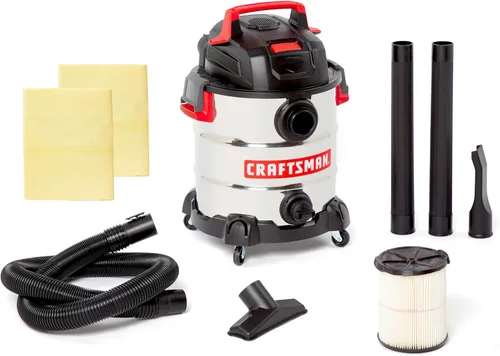 Miniatura 9 de CRAFTSMAN CMXEVBE17155 aspiradora de húmedos/secos de 6.0 picos HP, 10 galones, de acero inoxidable, portátil, para uso en tienda, húmeda y seca