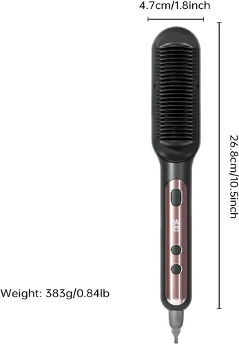 Miniatura 7 de Cepillo alisador de cabello con 9 temperaturas, cepillo alisador iónico negativo para el cuidado de la liebre, peine alisador de cerámica con diseño