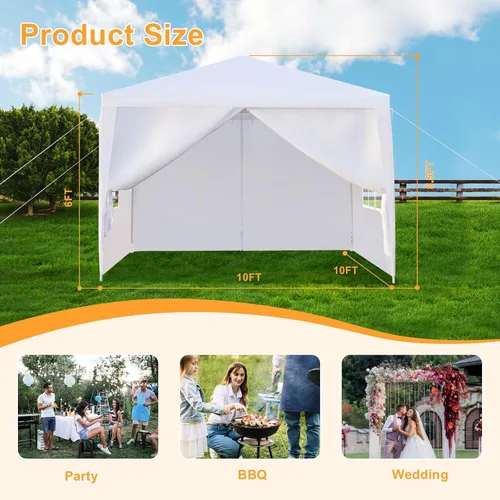 Miniatura 4 de Outvita Gazebo para exteriores, toldo blanco con paredes laterales, tienda de campaña para fiesta de boda con bloqueo UV para fiestas, refugio
