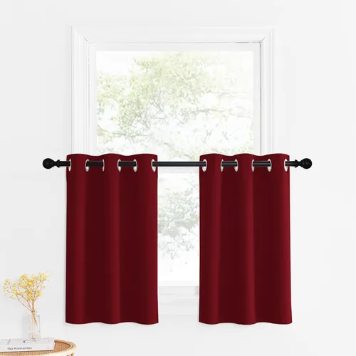 Miniatura 129 de NICETOWN Cortinas opacas de cocina para ventana sobre el fregadero, aislamiento térmico, decoración del hogar, pequeños niveles opacos con ojales