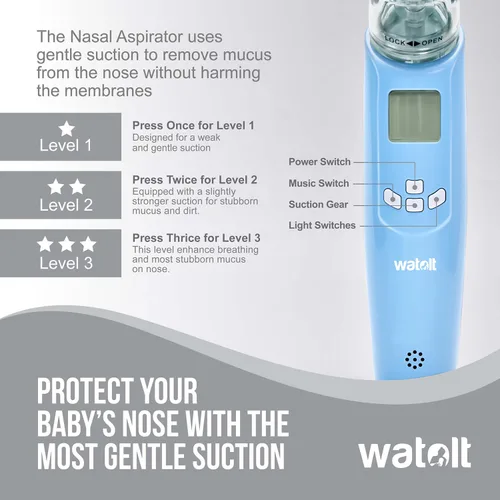 Miniatura 7 de Aspirador nasal para bebé – succión eléctrica de nariz para bebé – lechón automático para bebés – removedor de mucosidad para niños pequeños