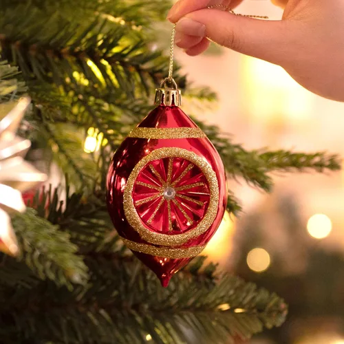 Miniatura 5 de Valery Madelyn Adornos para árboles de Navidad, 100 unidades, color rojo y dorado, irrompibles, adornos de bola colgante de lujo a granel