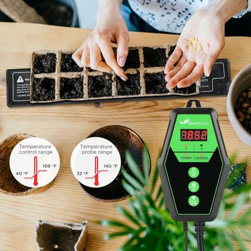 Miniatura 7 de Juego combinado de tapete térmico de plántulas y termostato digital con certificación MET de 3.5 x 21 pulgadas