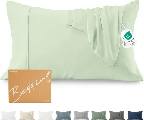 Miniatura 11 de GOKOTTA Juego de 2 fundas de almohada suaves tamaño King, lujosas fundas de almohada refrescantes de seda para durmientes calientes, 100% rayón Gris