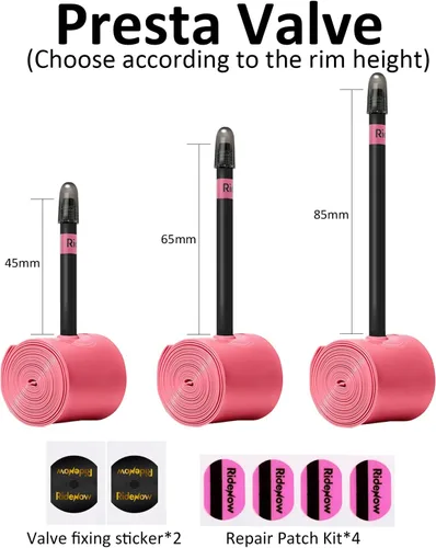 Miniatura 2 de 2 Pack Ridenow TPU Inner Tube 700 x 18-32c/32-47c Super Light for Road Bike Gravel Tubes with 45mm/65mm/85mm Presta Valves (Include Repair Patch Kit)