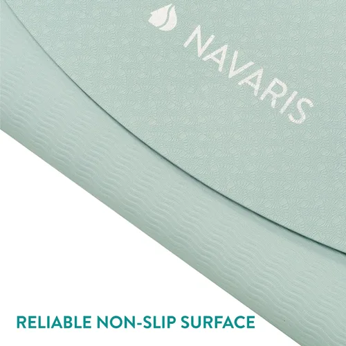 Miniatura 4 de Navaris Esterilla de yoga redonda – 47 pulgadas de diámetro de 1/4 pulgadas de grosor – Alfombrilla antideslizante para cardio, entrenamiento