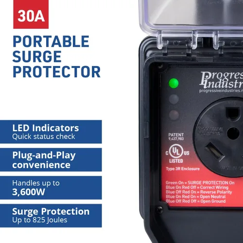 Miniatura 2 de Progressive Industries - Protector contra sobretensiones inteligente portátil para vehículos recreativos, color negro, 30 amperios, SSP-30XL