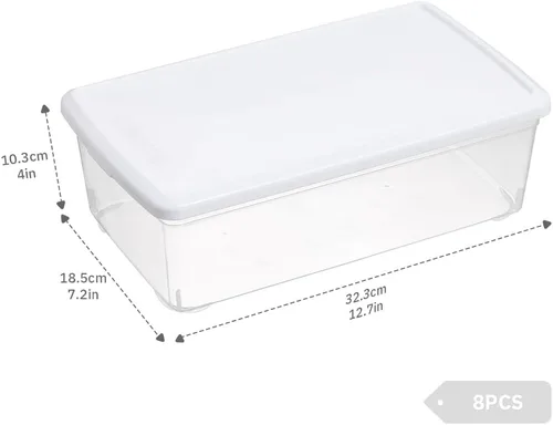Miniatura 2 de 8 cajas de plástico para zapatos, contenedores de almacenamiento apilables transparentes con tapas, cajas de almacenamiento rectangulares Blanco