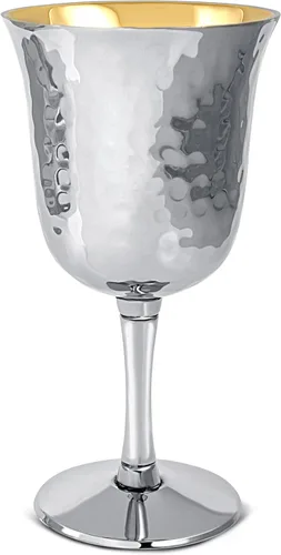Miniatura 4 de Zion Judaica - Taza de metal martillado para Kidush de Pascua de 6.5 onzas, copa de vino seder de latón con tallo de latón de 5.5 pulgadas de alto