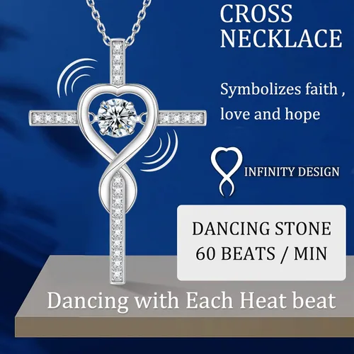 Miniatura 4 de Collar de cruz de moissanita para mujer, cadena flotante con colgante de crucifijo de diamante de laboratorio para hombres, joyería de cruz