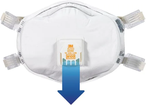 Miniatura 4 de 3M Respirador con válvula N100 para eliminación de pintura con plomo 8233, 1 paquete, válvula de exhalación COOL FLOW, aprobado por NIOSH, medios