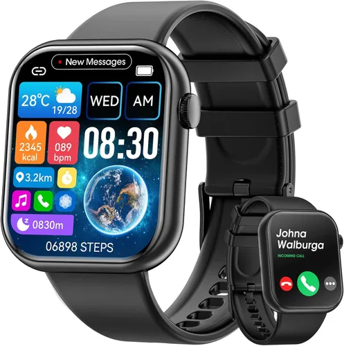 Hwagol Reloj Inteligente (Contestar/Hacer Llamadas) Rastreador de Fitness de 1.85 Pulgadas, Esferas DIY/Podómetro/Calorías/Múltiples Modos
