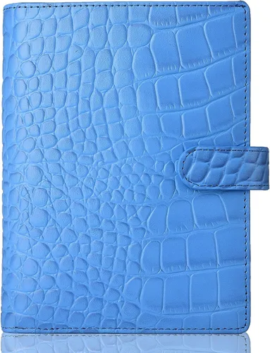 Funda de cuero genuino para planificador A6 con bucle para bolígrafo, ranuras para tarjetas, bolsillos con cremallera, funda organizadora personal,