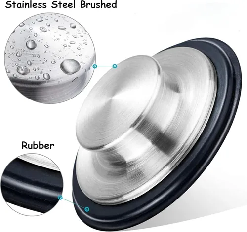 Miniatura 3 de Paquete de 2 tapones para fregadero de cocina para eliminación de basura, tapón de acero inoxidable para eliminación de basura que se adapta a