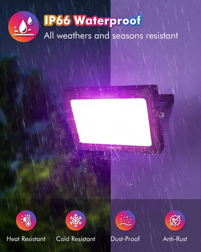 Miniatura 6 de MEIKEE Luces de inundación LED RGB de 25 W para exteriores, 2500 lm 250 W, equivalente a 2500 W, iluminación de inundación RGB que cambia