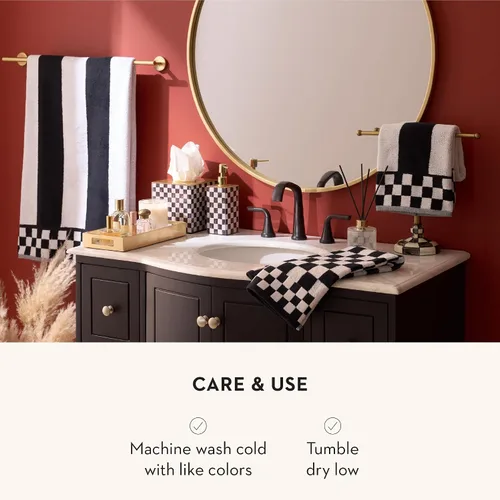 Miniatura 4 de MACKENZIE-CHILDS Toalla de mano, bonita toalla de mano decorativa para baño y cocina, cuadros negros y blancos