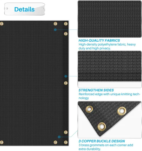 Miniatura 4 de Patio Pantalla de privacidad para balcón, color negro, 2.5 x 1 pies, cubierta de barandilla de malla para apartamentos, pantalla de privacidad al