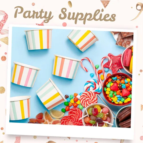 Miniatura 2 de MATICAN Tazas de helado de papel – 50 cuencos desechables de postre de 4 onzas para alimentos calientes o fríos, suministros de fiesta de 4 onzas