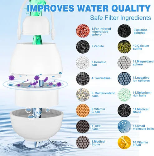 Miniatura 3 de Filtro de agua de baño para grifo de bañera y fregadero, piezas de repuesto, 8000 galones de filtración ｜ Elimina cloro, flúor y contaminantes, Rosa
