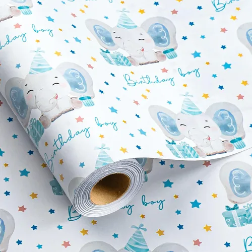 Miniatura 14 de MAYPLUSS Rollo de Papel de Regalo para Recién Nacido - 17 Pulgadas x 4.76 Metros - Lindo Diseño de Snapsuit y Botellas de Bebé Azul para Niño