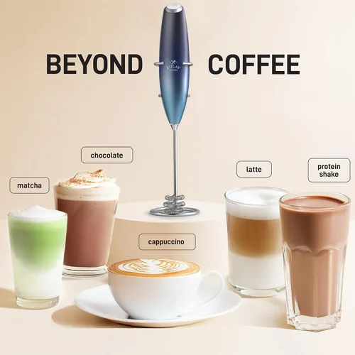 Miniatura 116 de Zulay Milk Boss Espumador de leche potente manual, hace espuma para latte, batidor para mezclar bebidas, café, miniespumador para capuchino, frappé