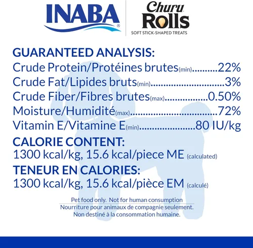 Miniatura 5 de INABA Churu Rollos para perros, golosinas suaves y masticables envueltas de pollo al horno, 0.42 onzas cada tubo, 48 tubos en total, receta de pollo