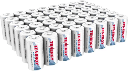 Tenergy Baterías C recargables de alta calidad, batería NiMH C de alta capacidad de 5000 mAh, batería de celda C, paquete de 48