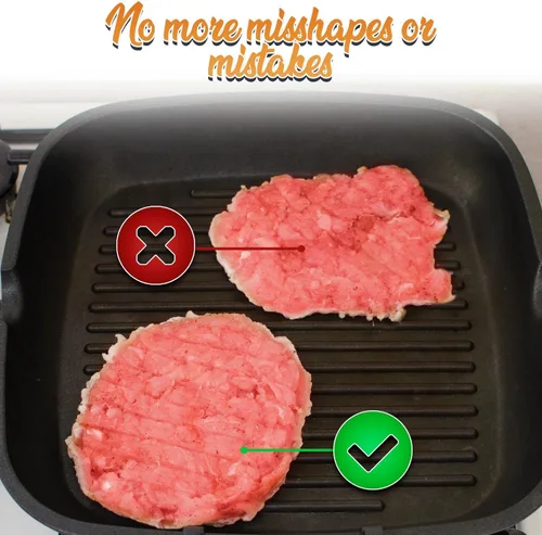 Miniatura 4 de Burger Press Hamburguesa Hamburguesa - Anillos de molde de hamburguesa de 4.5 pulgadas de tamaño perfecto como prensa de hamburguesa de fácil
