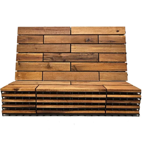 Majestick Goods Azulejos entrelazados de madera de acacia para terraza. Fácil instalación para suelos de patio y pasarelas con drenaje de base